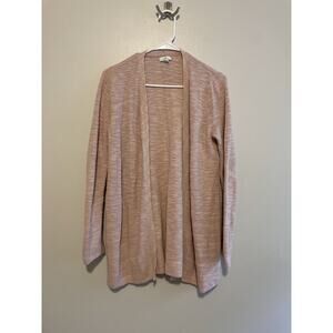 J. Jill Size M Pink Cotton Linen Blend Open Front Cardigan Long Sleeves